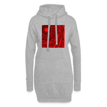 Schwarzes und rotes geometrisches Design - Hoodie-Kleid - Grau meliert - Vorne