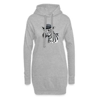 Süßes Zebra mit Mütze - Hoodie-Kleid - Grau meliert - Vorne