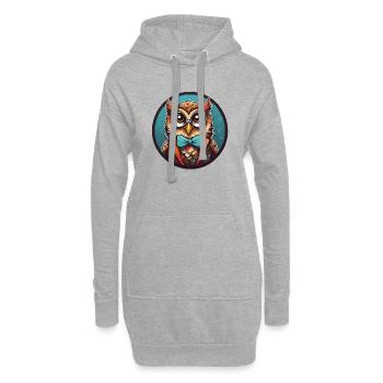 Lustige Eule Comic - Hoodie-Kleid - Grau meliert - Vorne