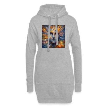Le visage hors des yeux - Sweat-shirt à capuche long Femme - gris chiné - Devant