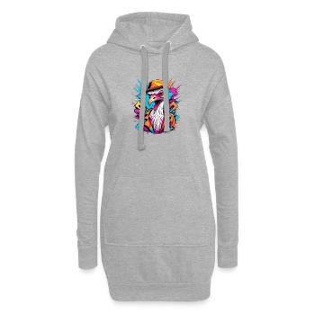 Vogel Strauß mit Hut - Hoodie-Kleid - Grau meliert - Vorne