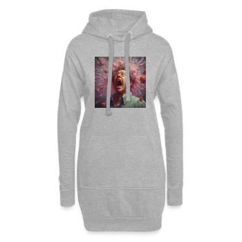 Bakterien fliegen beim Niesen - Hoodie-Kleid - Grau meliert - Vorne