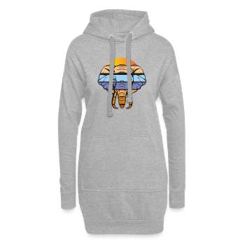 Elefant Elephant in coolen Farben - Hoodie-Kleid - Grau meliert - Vorne