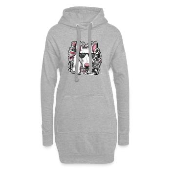 BULLTERRIER STREETART - Sweat-shirt à capuche long Femme - gris chiné - Devant