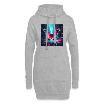 Neon Schmetterling - Hoodie-Kleid - Grau meliert - Vorne