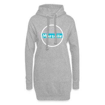 Marseille bleu et blanc - Sweat-shirt à capuche long Femme - gris chiné - Devant