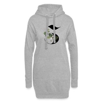 Nummer 5 Blumengrün -5. Geburtstag Blumen - Hoodie-Kleid - Grau meliert - Vorne