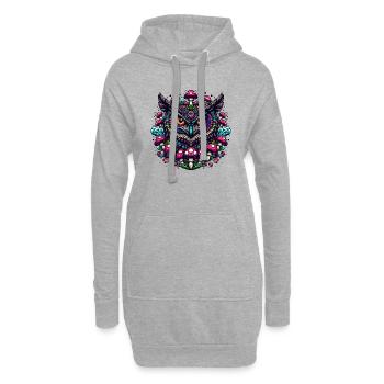 Psychedelische Eule - Hoodie-Kleid - Grau meliert - Vorne