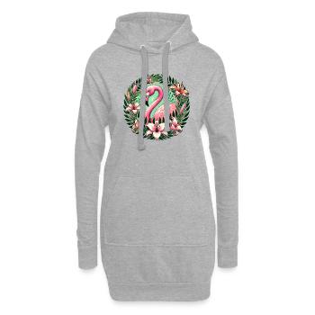 Rosa Flamingo - Hoodie-Kleid - Grau meliert - Vorne