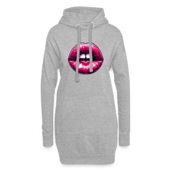 Sexy rosa Lippen - Hoodie-Kleid - Grau meliert - Vorne
