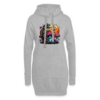 Psychedelischer Frosch mit Pilzen - Hoodie-Kleid - Grau meliert - Vorne