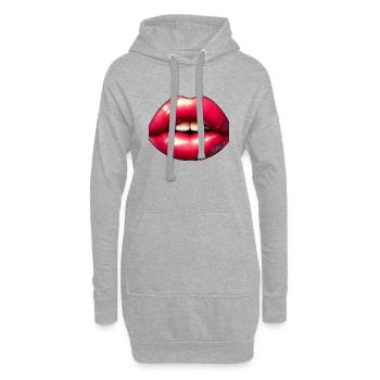 Sexy rote Lippen - Hoodie-Kleid - Grau meliert - Vorne