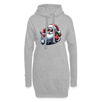 Cooler Weihnachtsmann auf Motorrad mit Sonnenbrill - Hoodie-Kleid - Grau meliert - Vorne