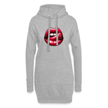 Lèvres-Langues - Langage Expressif - Sweat-shirt à capuche long Femme - gris chiné - Devant
