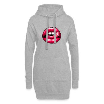 Sexy Lippenzunge - Intensive Verführung - Hoodie-Kleid - Grau meliert - Vorne