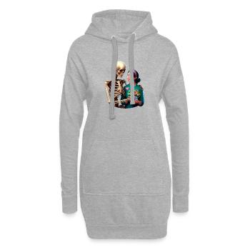 Skelett mit einem Mädchen - Hoodie-Kleid - Grau meliert - Vorne