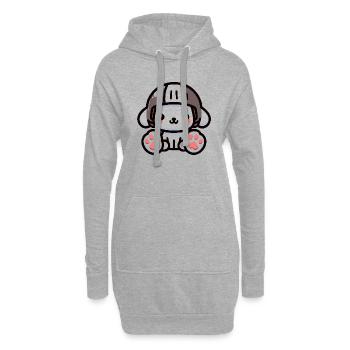 dog with helmet - Sweat-shirt à capuche long Femme - gris chiné - Devant