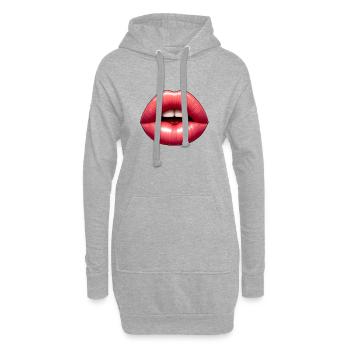 Pralle Lippen - Hoodie-Kleid - Grau meliert - Vorne
