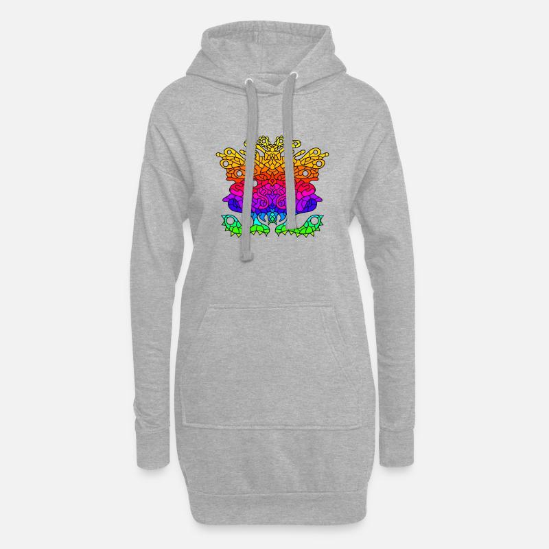 Abstract Rainbow Alien Creature - Hoodie Dress - heather grey