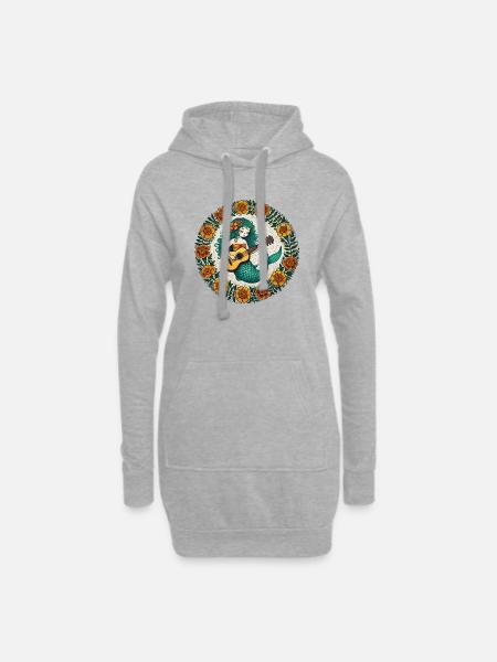 Gitarre Meerjungfrau - Hoodie-Kleid - Grau meliert