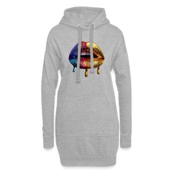 Lippen - Hoodie-Kleid - Grau meliert - Vorne
