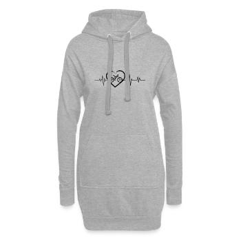 Bike Herzschlag - Hoodie-Kleid - Grau meliert - Vorne