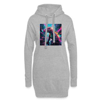 Neon Komodo Waran - Hoodie-Kleid - Grau meliert - Vorne
