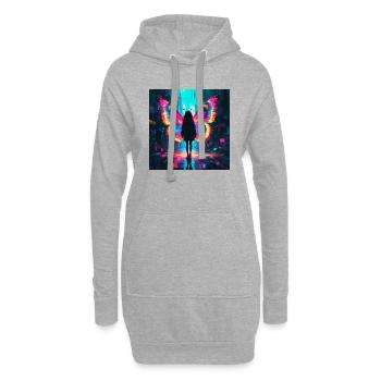 Neon Schmetterling Metamorphose - Hoodie-Kleid - Grau meliert - Vorne