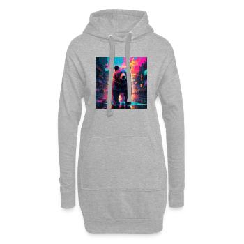 Neon Bär - Hoodie-Kleid - Grau meliert - Vorne