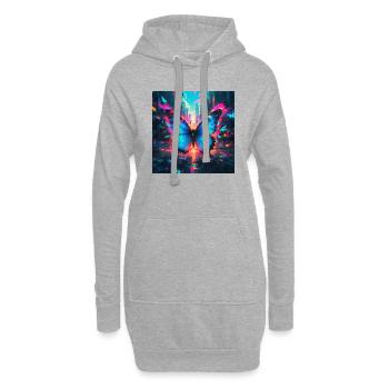 Neon Blauer Morphofalter Schmetterling - Hoodie-Kleid - Grau meliert - Vorne