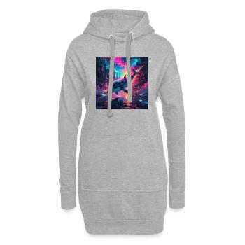 Neon Narwal - Hoodie-Kleid - Grau meliert - Vorne