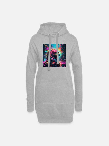 Neon Eagle - Hoodie Dress - heather grey