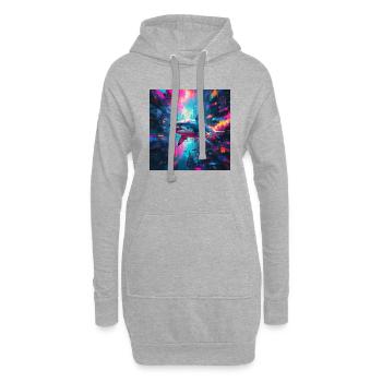Grand requin blanc néon - Sweat-shirt à capuche long Femme - gris chiné - Devant