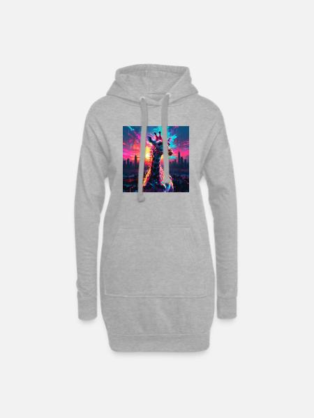 Neon Giraffe - Hoodie Dress - heather grey