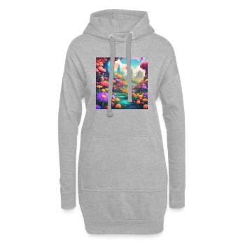 Flowers 1 - Hoodie-Kleid - Grau meliert - Vorne
