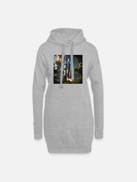 Rocket in Nature - Hoodie-Kleid - Grau meliert