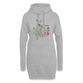 Libellule - Sweat-shirt à capuche long Femme - gris chiné - Devant
