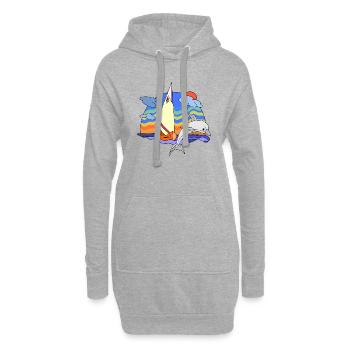 Segelboot - Hoodie-Kleid - Grau meliert - Vorne