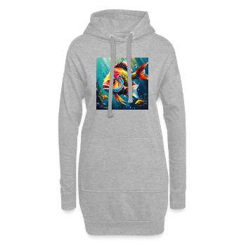 Fisch farbig - Hoodie-Kleid - Grau meliert - Vorne