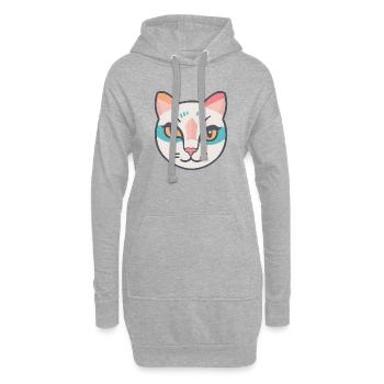 Portrait de chat coloré - Sweat-shirt à capuche long Femme - gris chiné - Devant