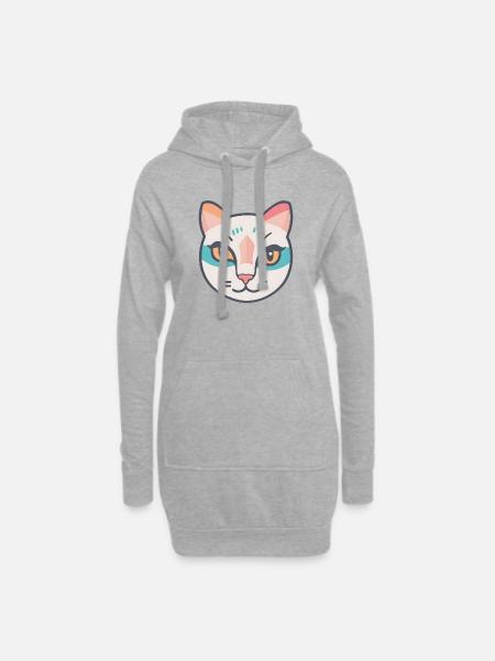 Colorful cat portrait - Hoodie Dress - heather grey