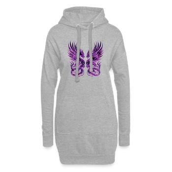 Fantasy Dragon Anime Drachenkopf Mythisch Reptil Magie - Hoodie-Kleid - Grau meliert - Vorne