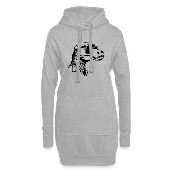 Dino Dinosaurier - Hoodie-Kleid - Grau meliert - Vorne