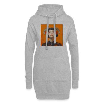 Portrait de jeune fille japonaise - Sweat-shirt à capuche long Femme - gris chiné - Devant