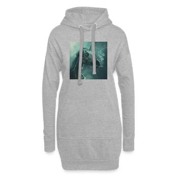 Surreales Rauchen von Pferden - Hoodie-Kleid - Grau meliert - Vorne