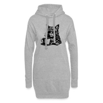 Katze Kaffee - Hoodie-Kleid - Grau meliert - Vorne
