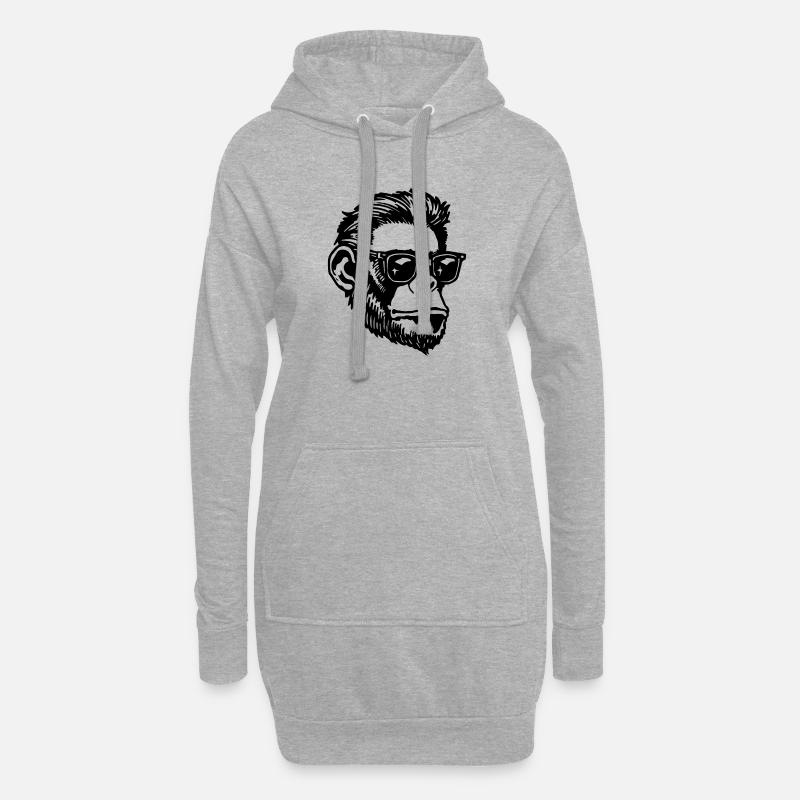 Affe Affen Affengesicht - Hoodie-Kleid - Grau meliert