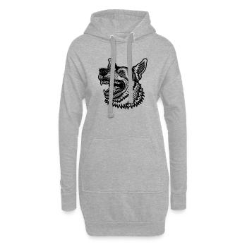 Schäferhund Hund Hundekopf - Hoodie-Kleid - Grau meliert - Vorne