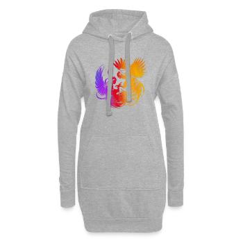 Hahn tup Kampf Tier isoliert buntes Huhn - Hoodie-Kleid - Grau meliert - Vorne
