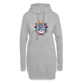 Cute Cat with Hat and Sunglasses - süsse Katze - Hoodie-Kleid - Grau meliert - Vorne